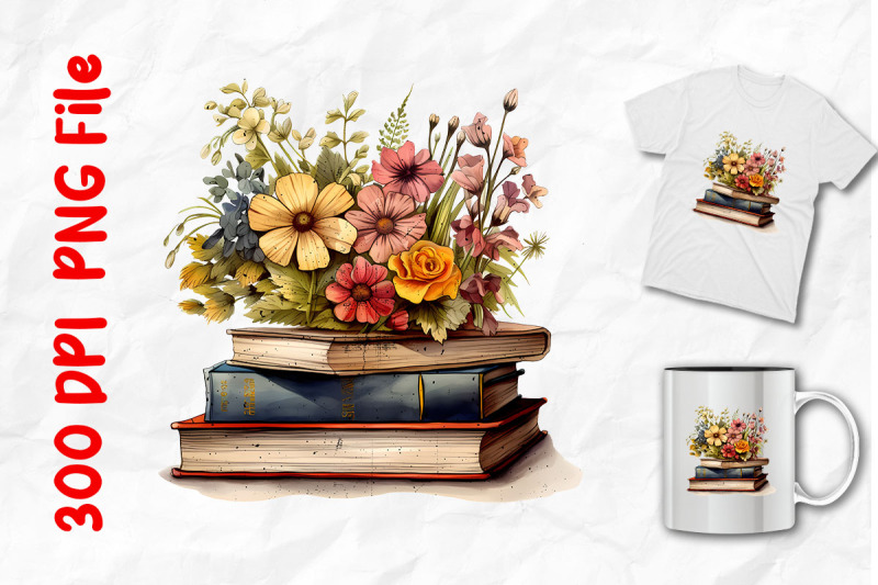 stack-of-vintage-books-and-wild-flowers