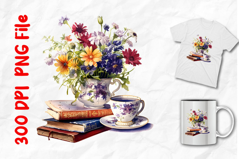 vintage-books-tea-cup-and-flowers