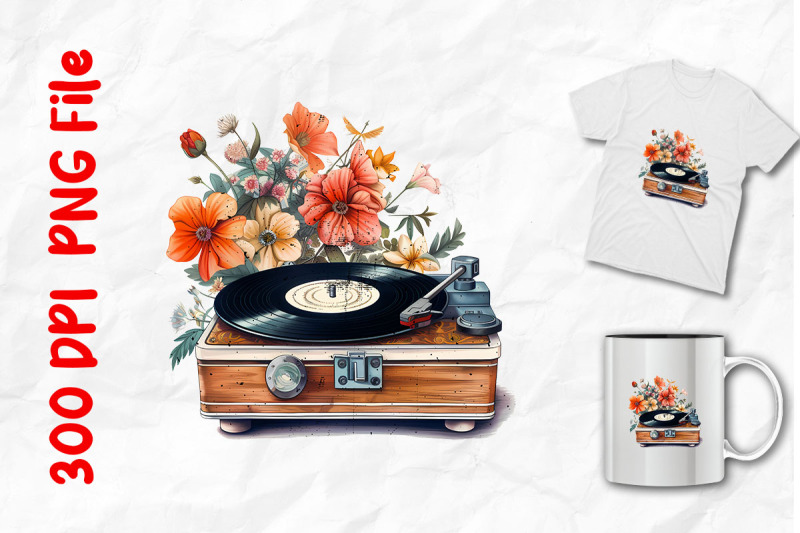 vintage-vinyl-turntable-and-flowers