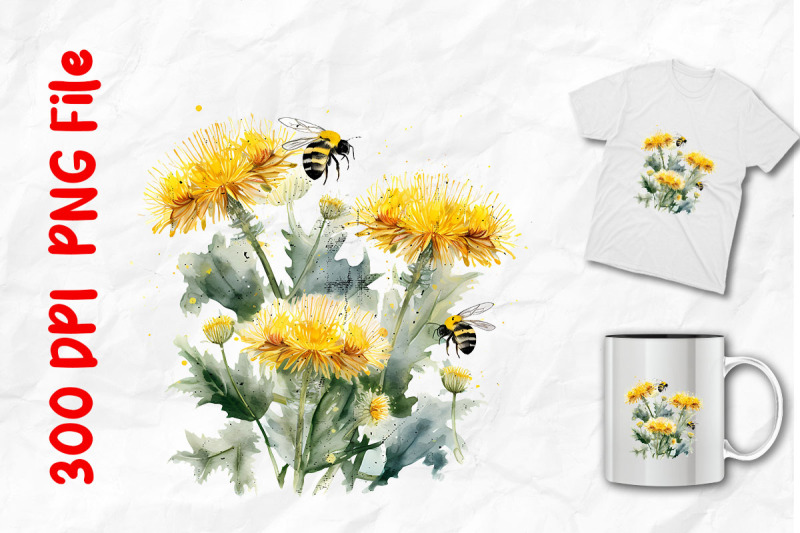 vintage-dandelions-and-bees