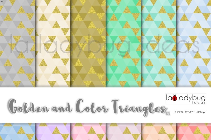 golden-and-color-triangle-digital-paper-colection