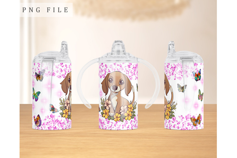 dachshund-puppy-sippy-cup-wrap-12oz-sippy-cup-sublimation-design-png