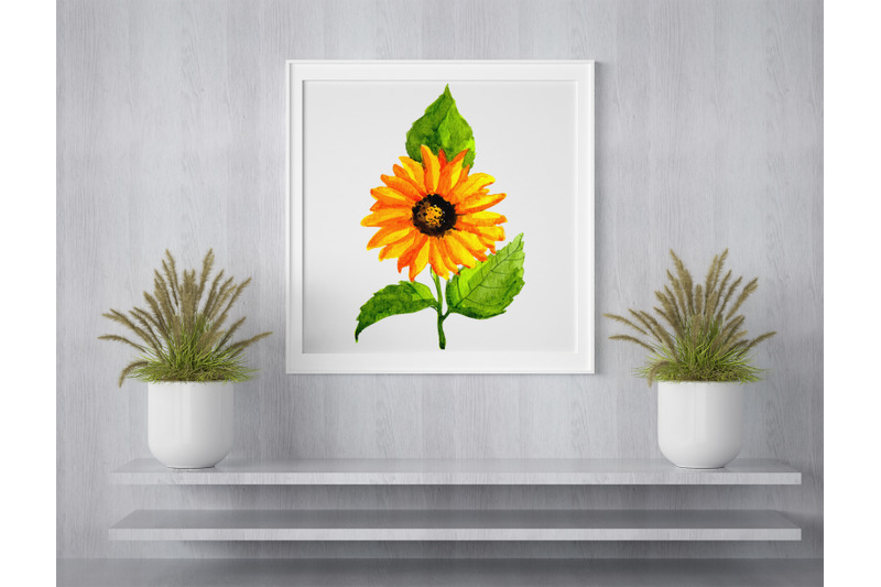 watercolor-sunflower-elements-clipart-sunflowers-elements