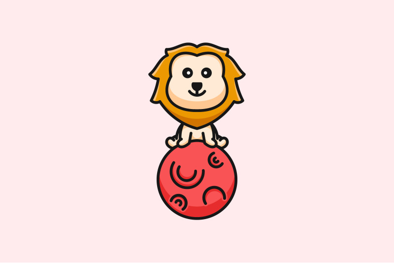 cute-baby-lion-on-ball-vector-template-design-logo