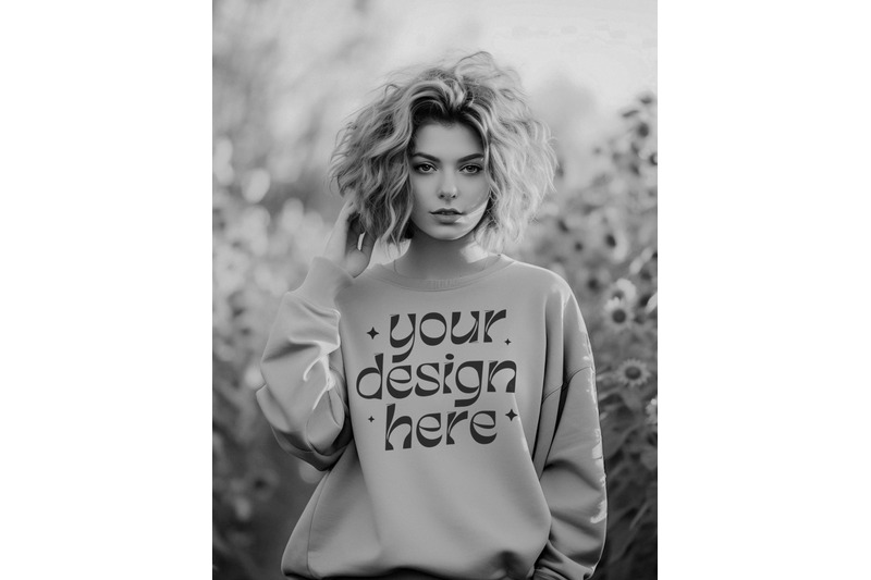 gildan-18000-mockup-gildan-sand-sweatshirt-crewneck-girl-mockup-sun