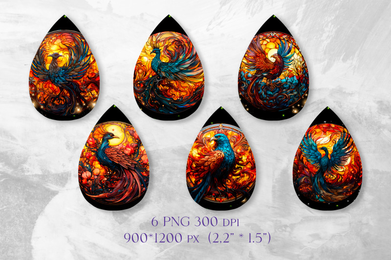 phoenix-earrings-sublimation-stained-glass-earring-template