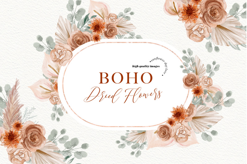 modern-boho-dried-floral-pampas-grass-clipart