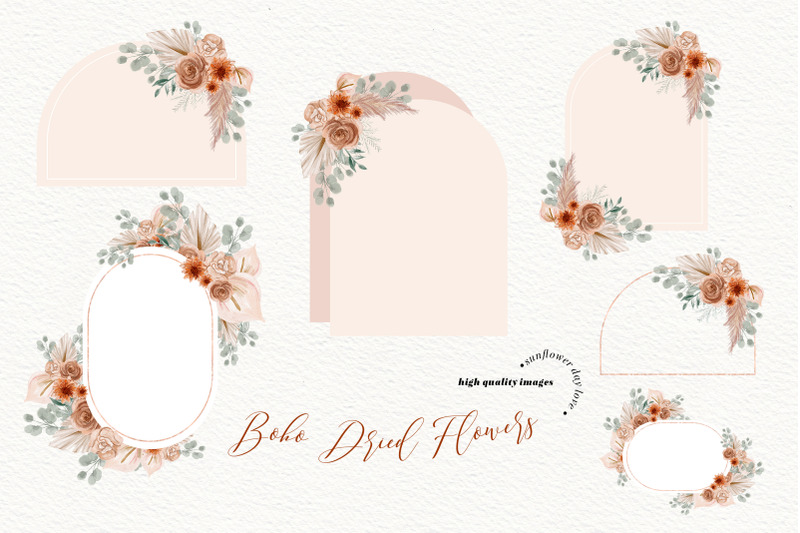 modern-boho-dried-floral-pampas-grass-clipart