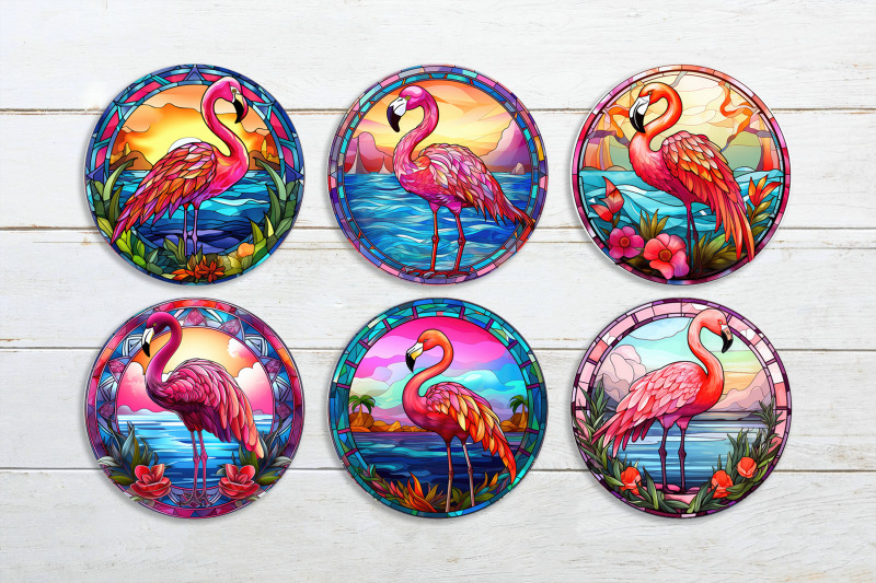 flamingo-round-earrings-sublimation-stained-glass-earring-template