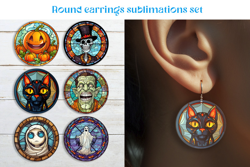 halloween-round-earrings-sublimation-stained-glass-earring-template