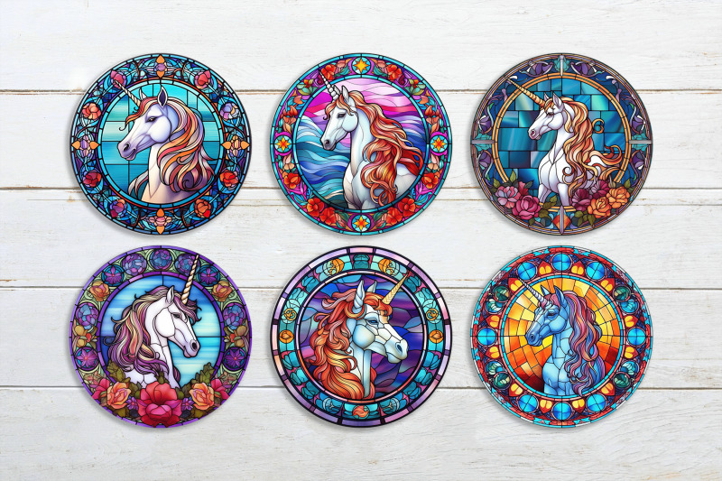 unicorn-round-earrings-sublimation-stained-glass-earring-template