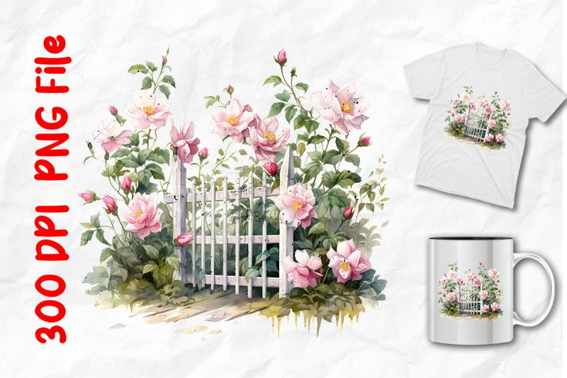 pink-flowers-vintage-white-fence