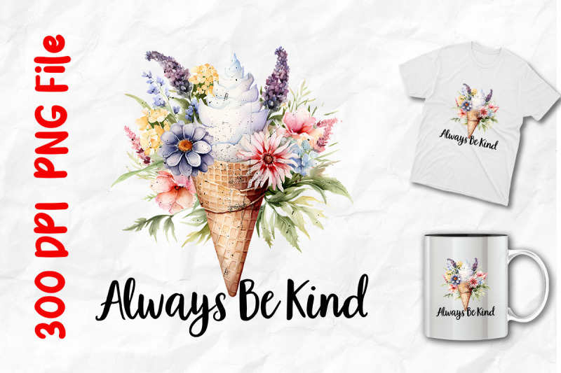 always-be-kind-ice-cream-wild-flowers