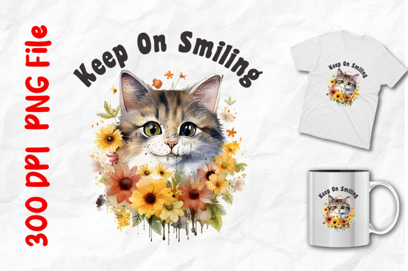 keep-on-smiling-cat-wild-flowers