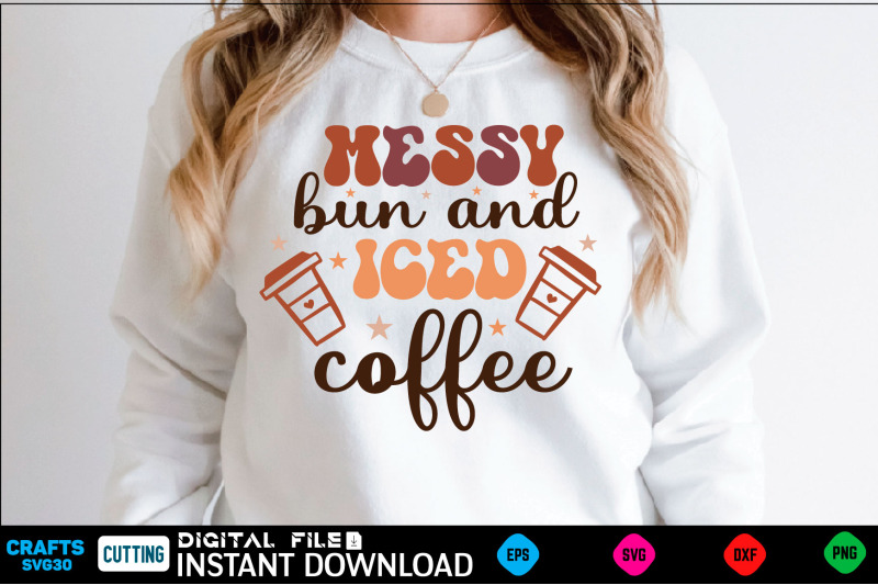 messy-bun-and-iced-coffee-retro-svg-design