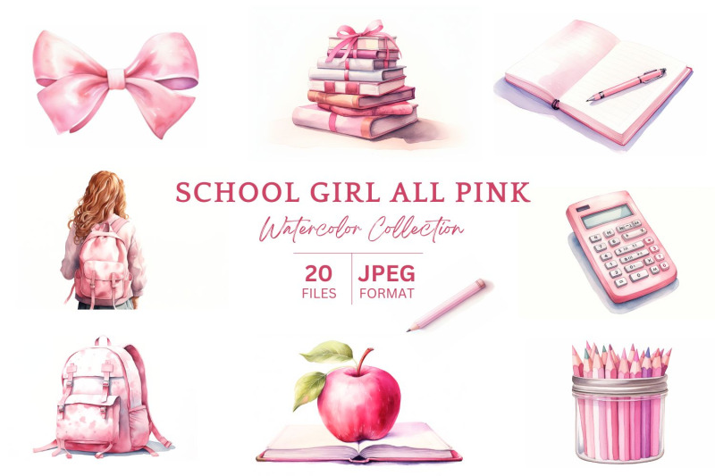 all-pink-back-to-school-watercolor