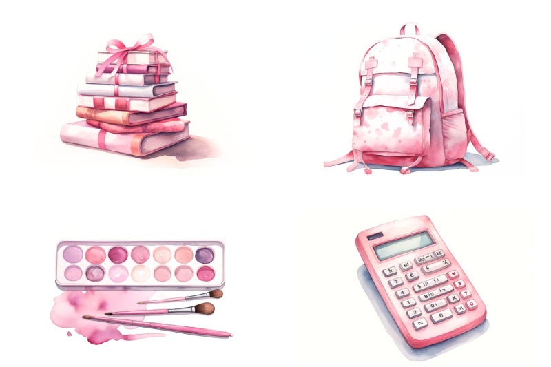 all-pink-back-to-school-watercolor