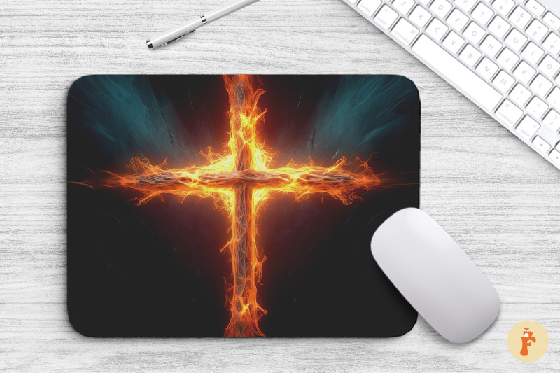 mouse-pad-christian-cross-holy-fire