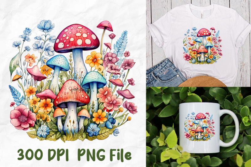 retro-hippie-garden-flowers-mushrooms