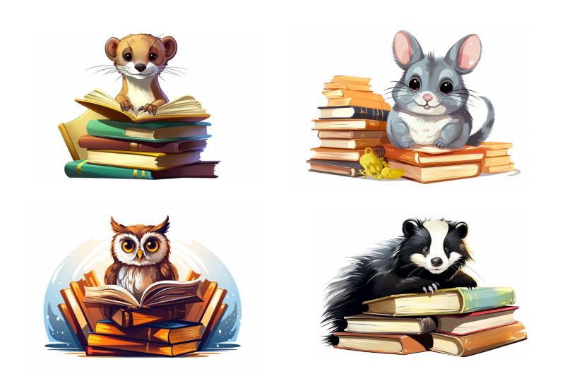 animals-with-books-clipart