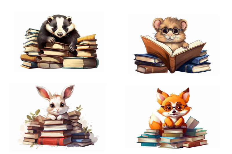 animals-with-books-clipart