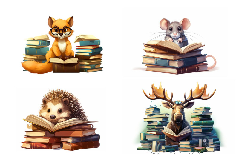 animals-with-books-clipart