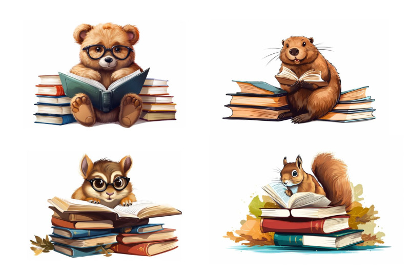 animals-with-books-clipart