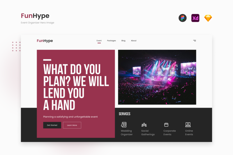 funhype-minimalist-modern-event-organizer-hero-image