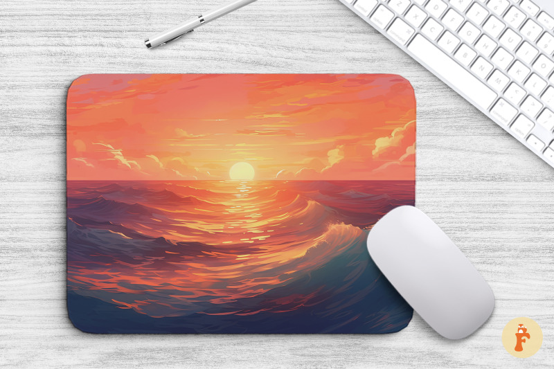 soft-gradient-sunset-ocean-mouse-pad