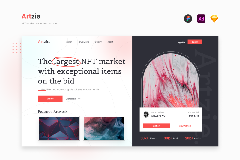 artzie-colorful-soft-glow-nft-marketplace-hero-image