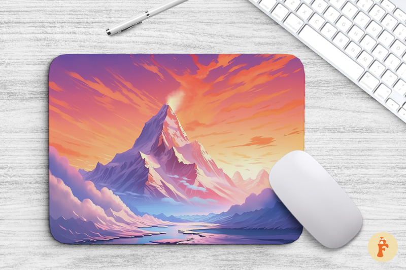 peaceful-snow-mountain-sunset-mouse-pad