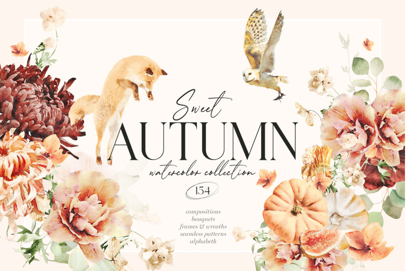 autumn-watercolor-flowers-amp-animals