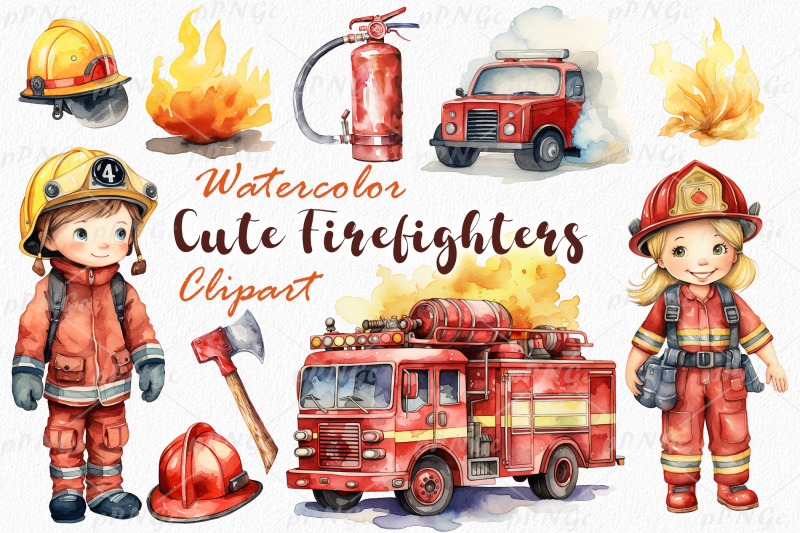 firefighters-watercolor-clipart