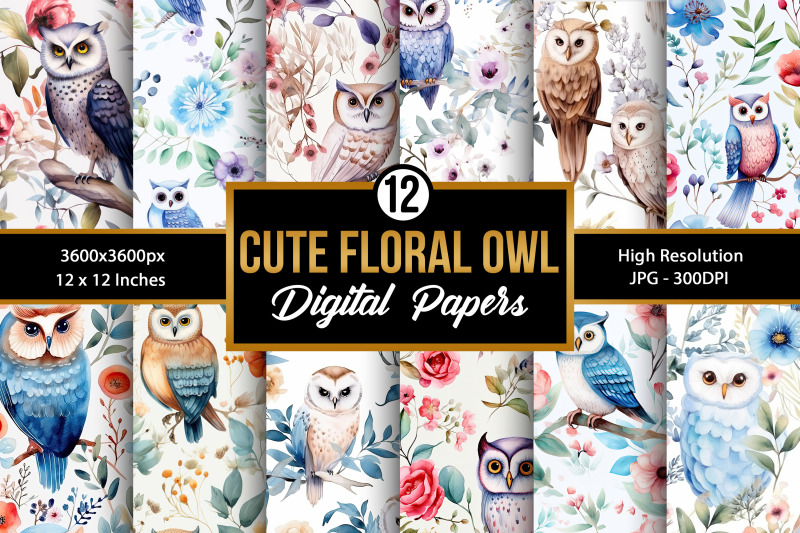 watercolor-floral-owl-seamless-pattern-digital-papers