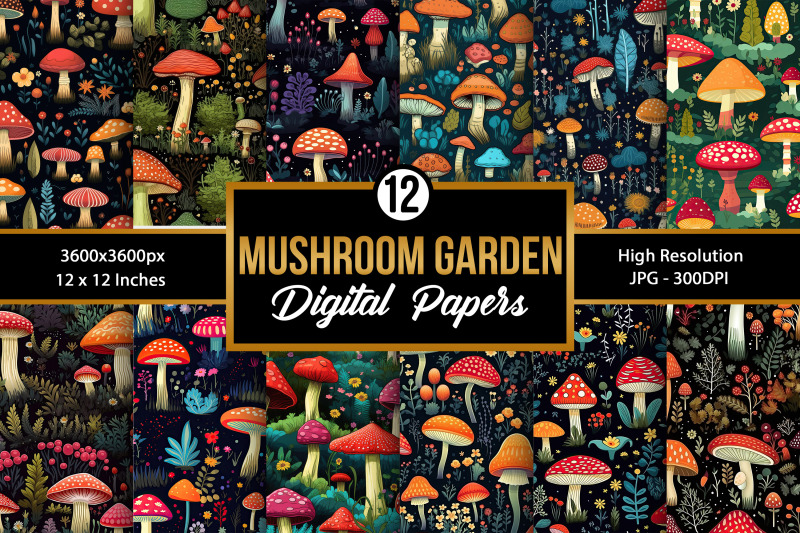 mushroom-garden-seamless-pattern-digital-papers