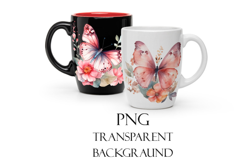 pinc-watercolor-butterflies-for-sublimation-flower-png