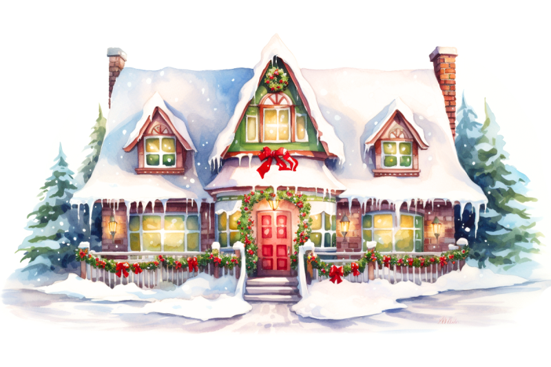 christmas-watercolor-houses