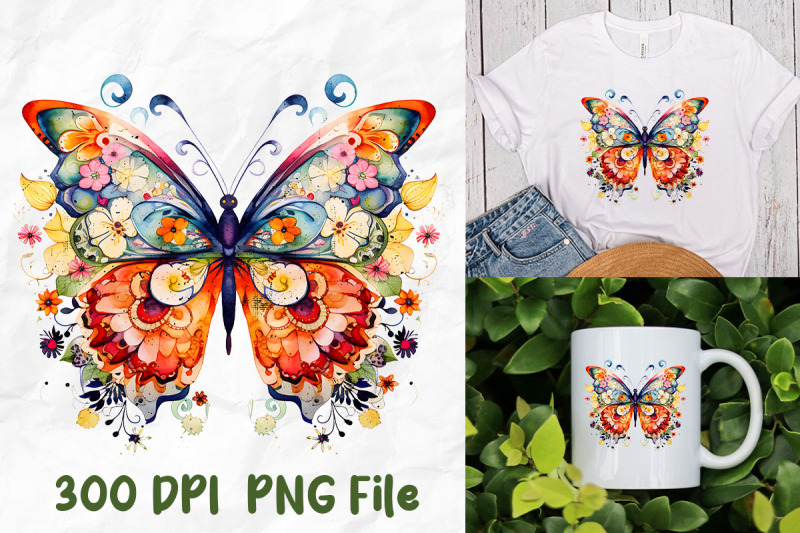 hippie-wild-flowers-butterfly-rainbow