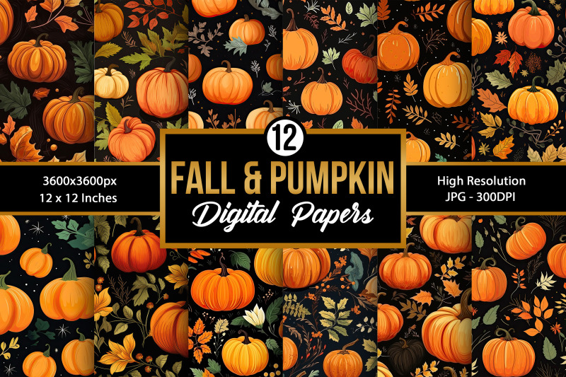 pumpkin-and-fall-seamless-pattern-digital-papers