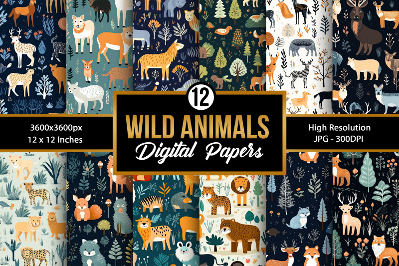 wild-animals-digital-paper-seamless-patterns