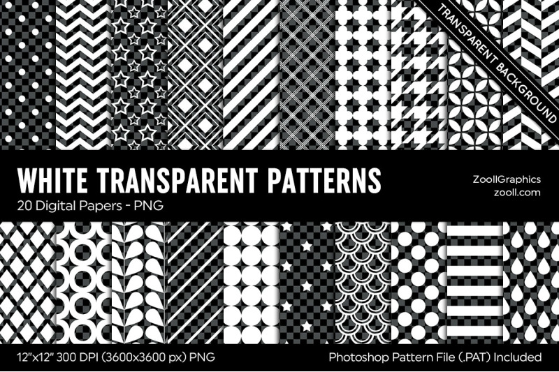 white-transparent-patterns-digital-papers