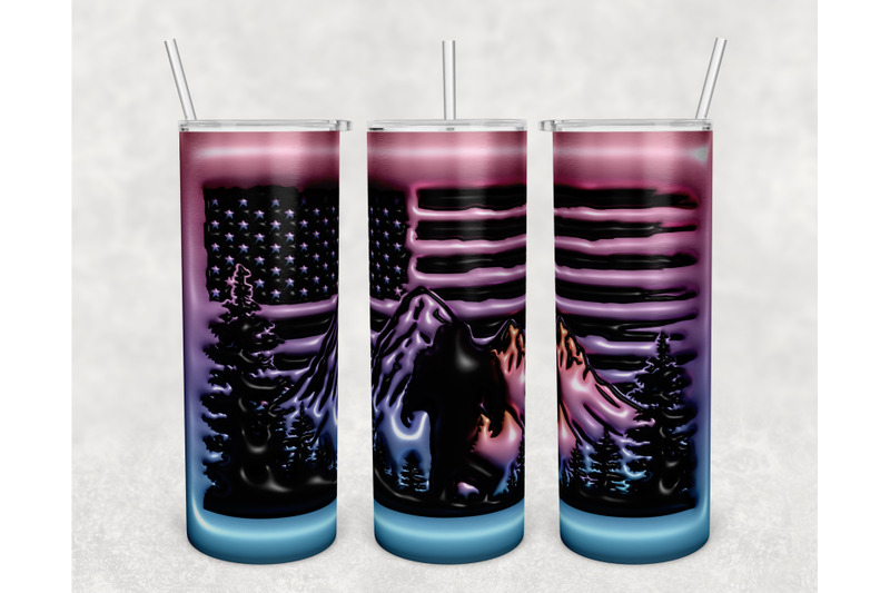 3d-inflated-bigfoot-in-the-mountains-tumbler-wrap-20oz-skinny-tumbler