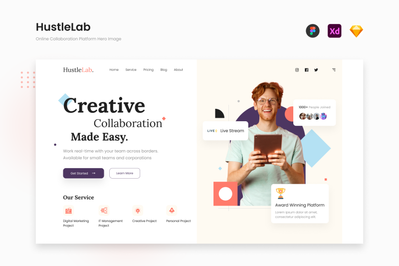 hustlelab-simple-creative-online-collaboration-platform-hero-image