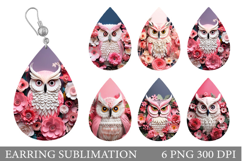 3d-owl-teardrop-earring-paper-owl-earring-sublimation