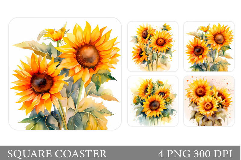 sunflowers-square-coaster-sunflowers-coaster-sublimation