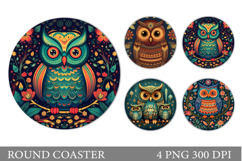 owl-coaster-sublimation-owl-coaster-round-design