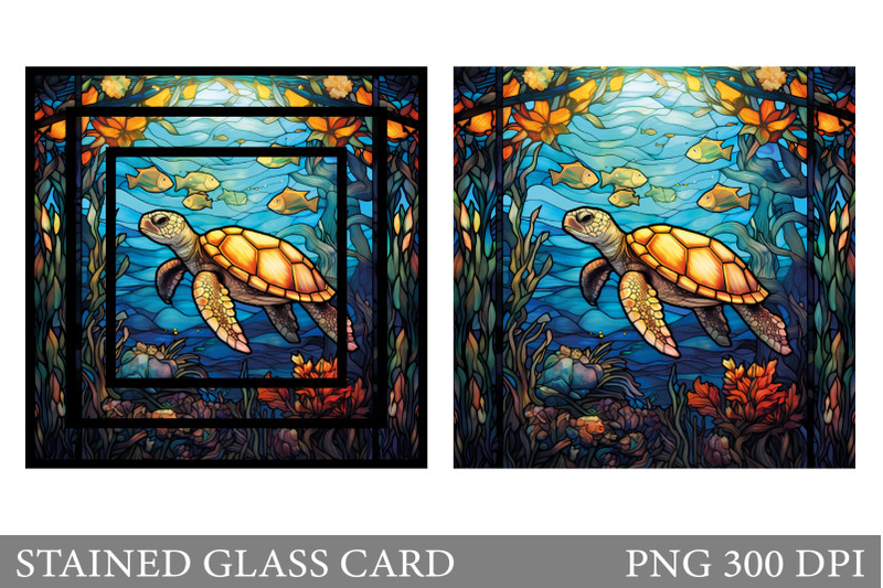 turtle-stained-glass-card-stained-glass-card-printable