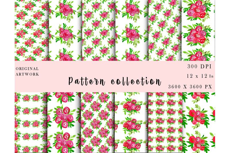 watercolor-bouquets-flowers-pattern-collection