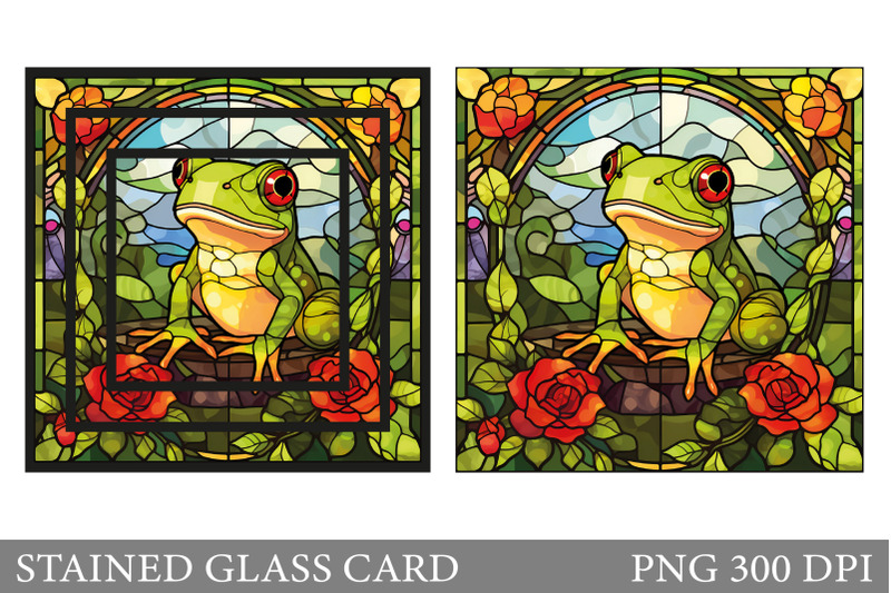 stained-glass-frog-card-frog-stained-glass-card-sublimation