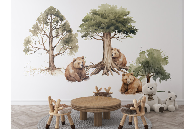 watercolor-bears-in-the-forest-collection